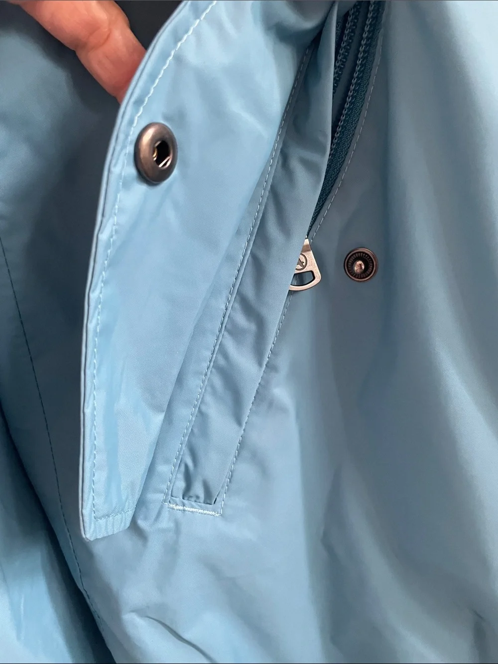 AIGLE Men’s Medium Blue Rain/Windbreaker Packable Travel Jacket M VGUC